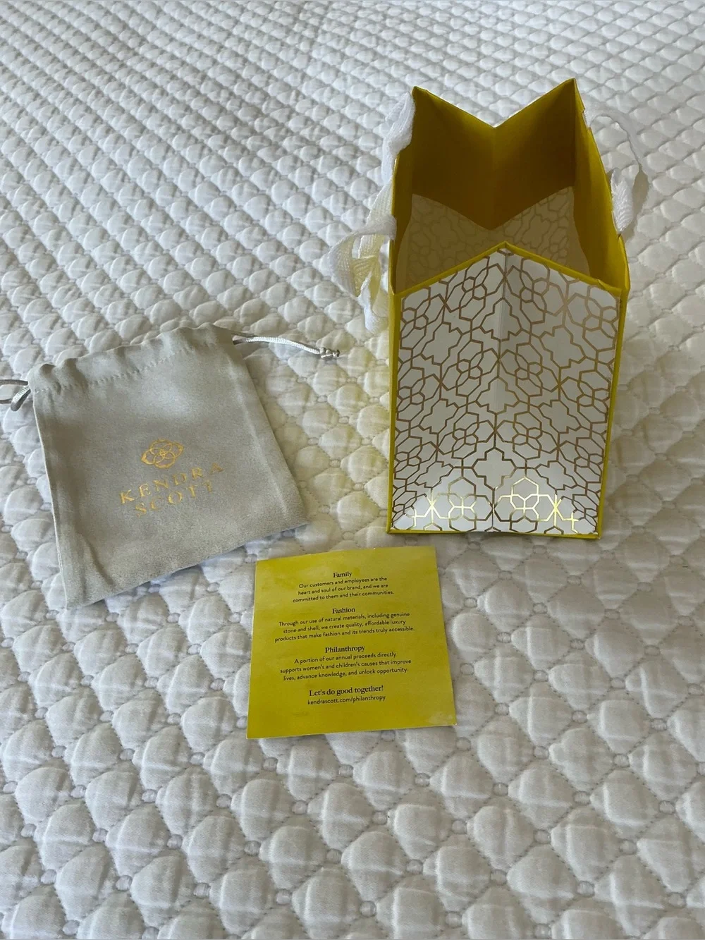 Kendra Scott Yellow Gift Bag with Cream Dust Pouch